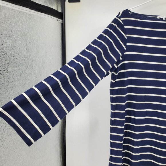 Reformation Junia Knit Dress Navy and White Striped Short Breton Boat Neck Small - Picture 5 of 9